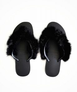 כפכפים מעוצבים פרווה שחור